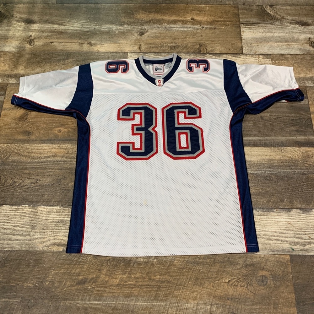 New England Football Jersey Clench #36 Embroidered Large Red White Blue 5 Bac L